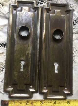 2 Match No Dents Antique Victorian Skeleton Key Doorknob Back Plates