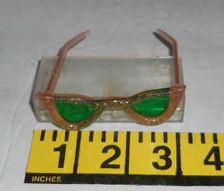 Vintage MAE MARIE Doll CATS EYE Sunglasses Glasses w/case Mod Retro Pink Glitter 2