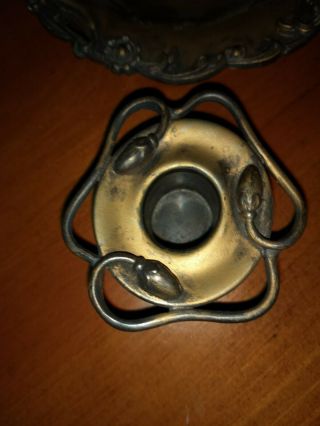 Stunning Antique Art Nouveau Silverplate Candle Holder with Copper Color Finish. 5