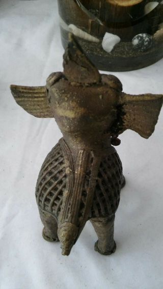 Antique Africa Coiled Bronze Elephant Benin 4