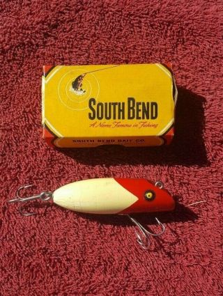Vintage South Bend Fish Lure Babe - Oreno Red White Midg - Oreno Box