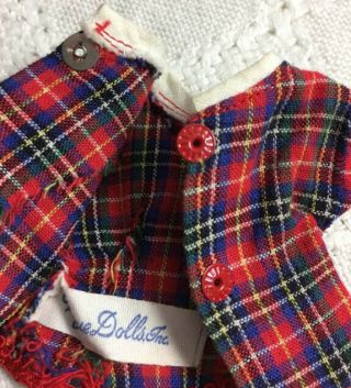 1957 Vintage Vogue Jill Doll Tagged Plaid Shirt From Outfit 7407 2