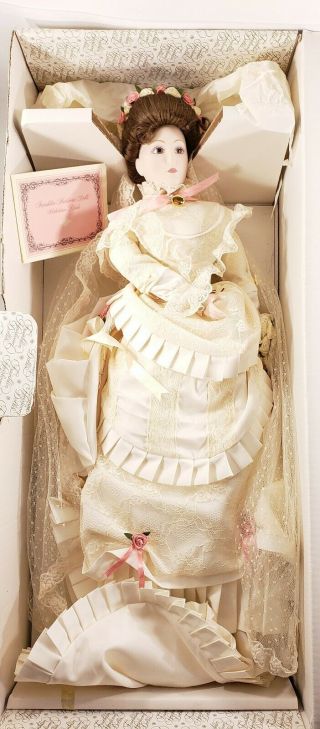 Vintage Franklin Heirloom Porcelain 22 " Doll Victorian Bride In Ob