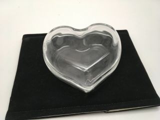 Vintage 4 1/2” Clear Glass Heart Shaped Lidded Trinket Box 2