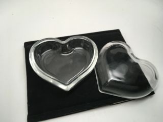 Vintage 4 1/2” Clear Glass Heart Shaped Lidded Trinket Box 3