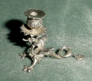 Old Silver 800 Hallmarks Gothic Candlestick Chiselled Winged Dragon Figure