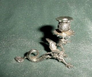 OLD SILVER 800 HALLMARKS GOTHIC CANDLESTICK CHISELLED WINGED DRAGON FIGURE 4