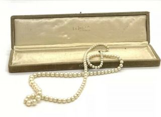 Vintage Antique Jewelry Display Box Velvet La Tausca Pearls Necklace