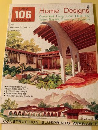 Home Planners 106 1976 Bicentennial Ed.  Atomic Ranch Vintage House Plans Traditi