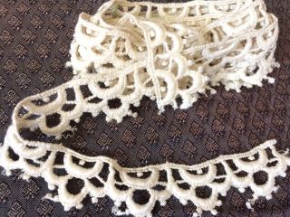 A44 Antique Vtg Lace Trim Edging Chemical Tatted Doll Teddy Sewing Embellishment