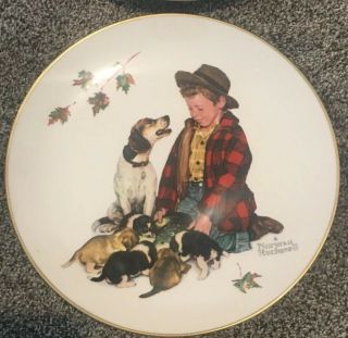 Norman Rockwell Four Seasons Set Of 4 Plates A Boy & His Dog 1971 Gorham China 2