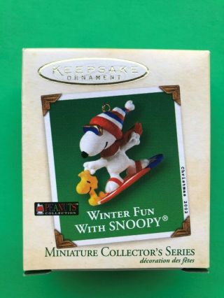 Hallmark 2002 Winter Fun With Snoopy 5 Miniature Ornament
