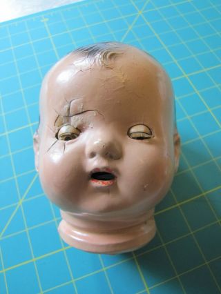 Antique / Vintage Doll Parts - Composition Baby Doll Head Only W/ Sleep Eyes