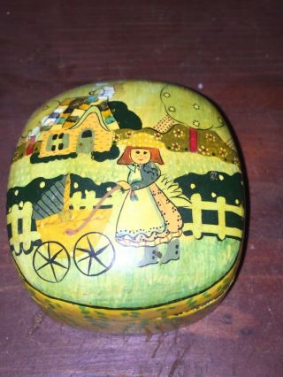 Vintage Wooden Hand Painted Trinket Box India Very Unique