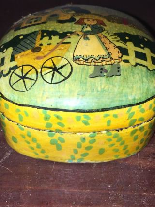 Vintage Wooden Hand Painted Trinket Box India Very Unique 3