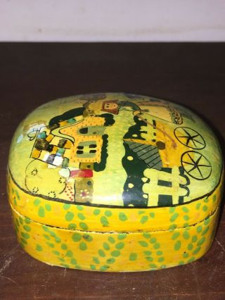 Vintage Wooden Hand Painted Trinket Box India Very Unique 4