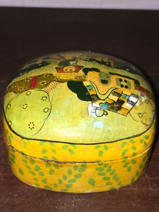 Vintage Wooden Hand Painted Trinket Box India Very Unique 5