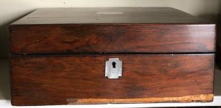 Antique 19c Rosewood Jewellery Box For Restoration Or Parts