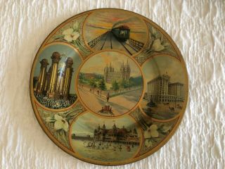 Tin Vienna Art Plate - Salt Lake Scenic Art Plate - 1911 - Charles W.  Shonk Co.