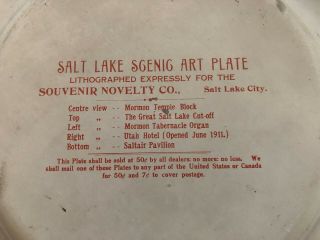 tin vienna art plate - Salt Lake Scenic Art Plate - 1911 - Charles W.  Shonk Co. 3