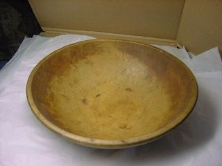 Large Antique Wooden Munising Dough Bowl Out Of Round - 12,  1/4  X 13,  1/4