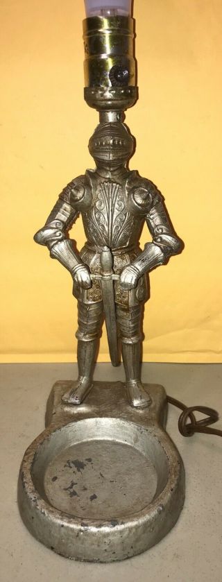 Vintage Mid - Century Gothic Medieval Knight In Armour Table Lamp
