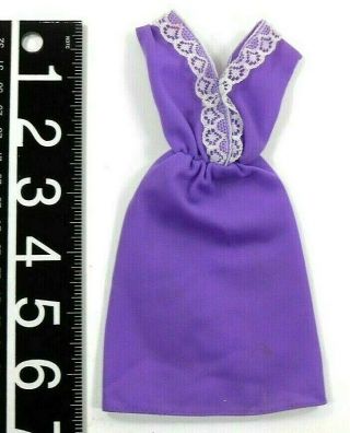 Barbie Vintage Clothes Purple Gown W/white Lace Trim 1984 Tagged 2058