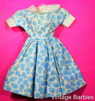 Barbie Doll Sized Blue Floral Dress Vintage 1960 