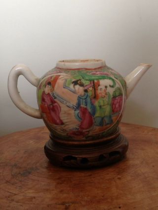 Antique Chinese Canton Famille Rose Small Tea Pot