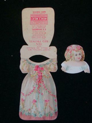 Antique Paper Dolls Circa 1890s - Advertising England Mince Meat On Back