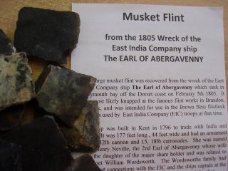 One Large Flint For Brown Bess Musket From 1805 Shipwreck