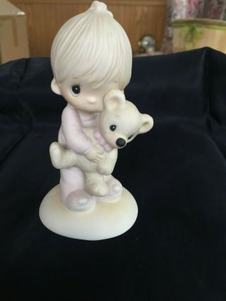 1978 JESUS LOVES ME Precious Moments figurine No.  E - 1372/B Boy with Teddy Bear 2