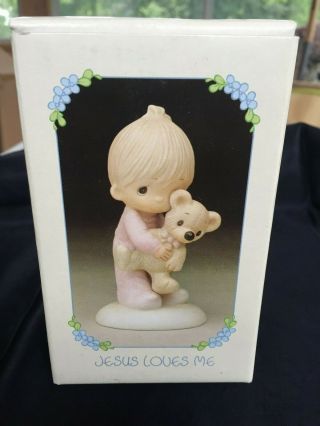 1978 JESUS LOVES ME Precious Moments figurine No.  E - 1372/B Boy with Teddy Bear 5