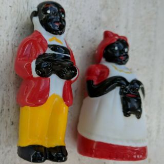 Black Americana Aunt Jemima Mammy & Uncle Moses Ceramic Salt and Pepper Shakers 3