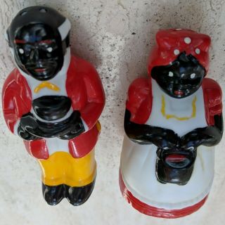Black Americana Aunt Jemima Mammy & Uncle Moses Ceramic Salt and Pepper Shakers 5