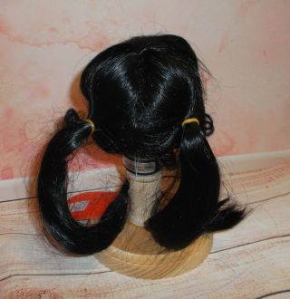 Vintage LA SIOUX boxed DOLL WIG Black PIG TAILS size 10 - 11 tagged NANCY 2