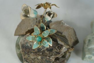 Vtg.  Enamel Copper Metal and Mineral Flower Sculpture Art - Frank Mosse 2