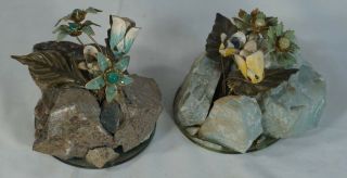 Vtg.  Enamel Copper Metal and Mineral Flower Sculpture Art - Frank Mosse 6