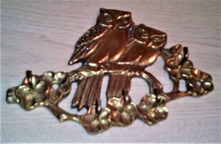 Brass Owl Key Holder,  Wall Mount