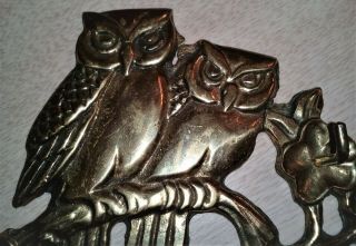 brass owl key holder,  wall mount 3