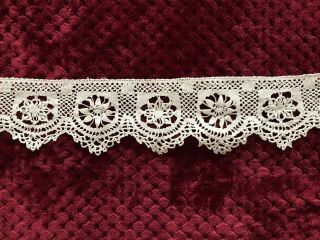 Antique French Handmade Bobbin Lace Edging 3.  5 Yards By 2 1/2 "