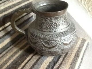 Antique Islamic / Middle Eastern Tin On Copper Jug Real Quality Piece