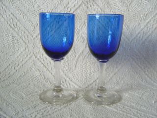 2 X Antique Bristol Blue Glasses - Small / Sherry