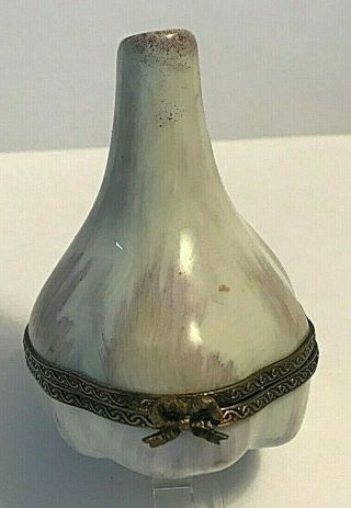 Vintage Peint Main Limoges France Garlic Shape Small Trinket Box
