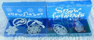 Longaberger Pewter Snow Friends & Snow Flakes Ornaments In Boxes