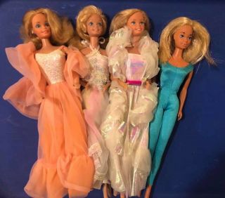 Set Of 4 Old School Vintage Barbies From The 80s Perfect For Collectors Mattel