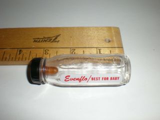 Vintage Evenflo Best For Baby Miniature Glass Bottle Nipple,  Cap & Cover