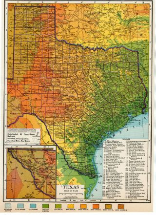 Map Of Texas United States Usa C1939 Antique