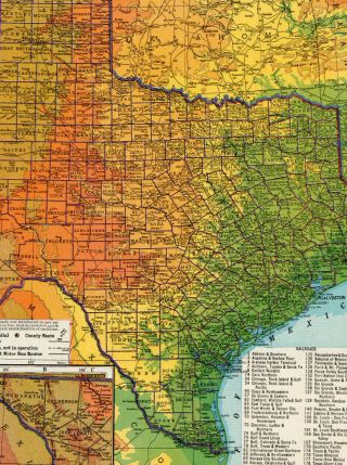 Map Of Texas United States USA C1939 Antique 2