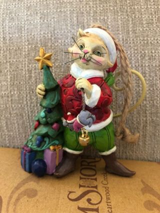 Jim Shore Christmas Cat With Mouse Ornament